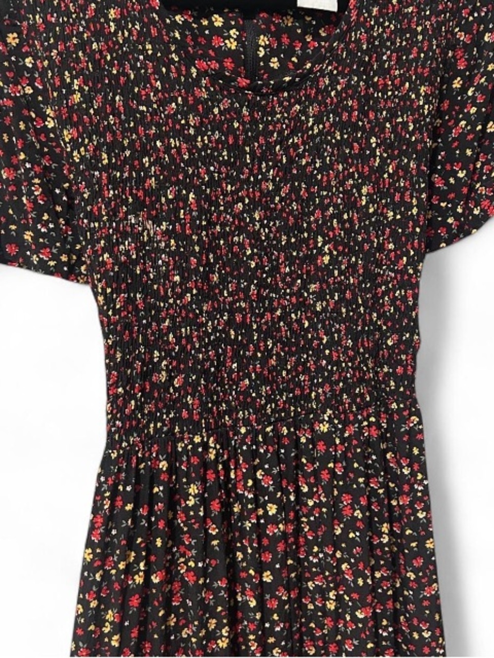 Vintage Black Ditsy Floral Dress Cottagecore Prairie Y2K Maxi Dress - Picture 3 of 8